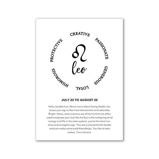 Monochrome Zodiac Canvas Poster