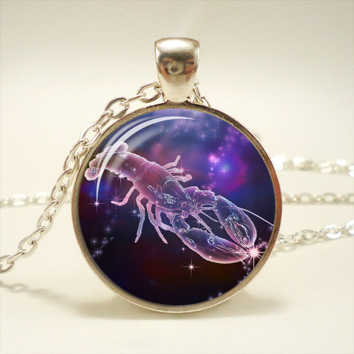 Zodiac Glass Pendant Necklace