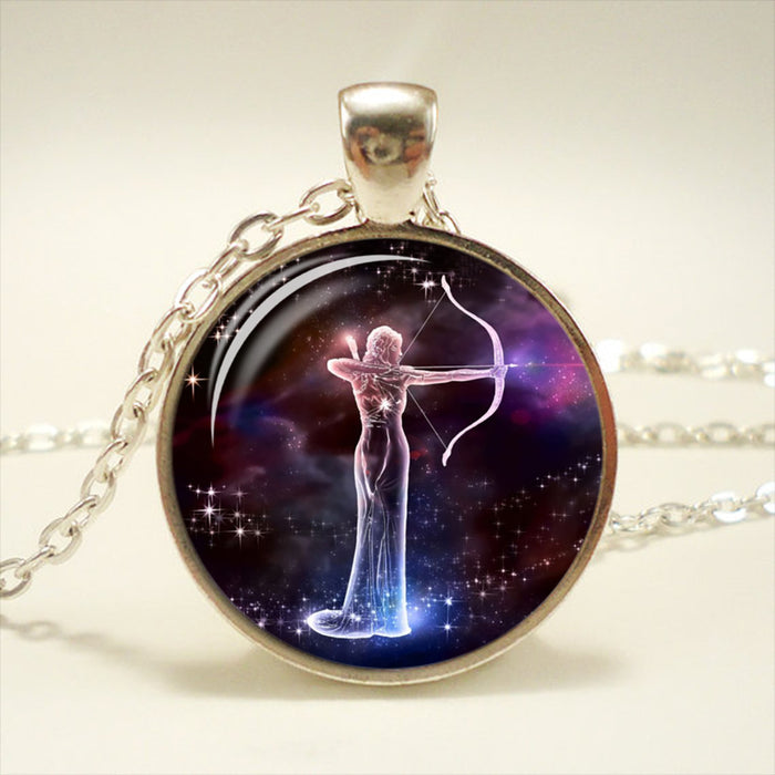 Zodiac Glass Pendant Necklace