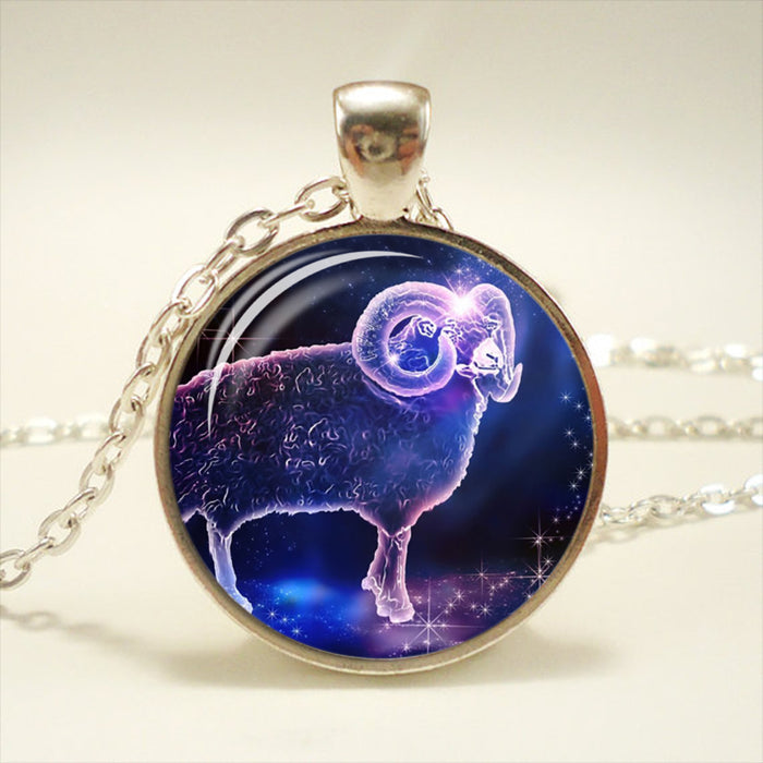 Zodiac Glass Pendant Necklace