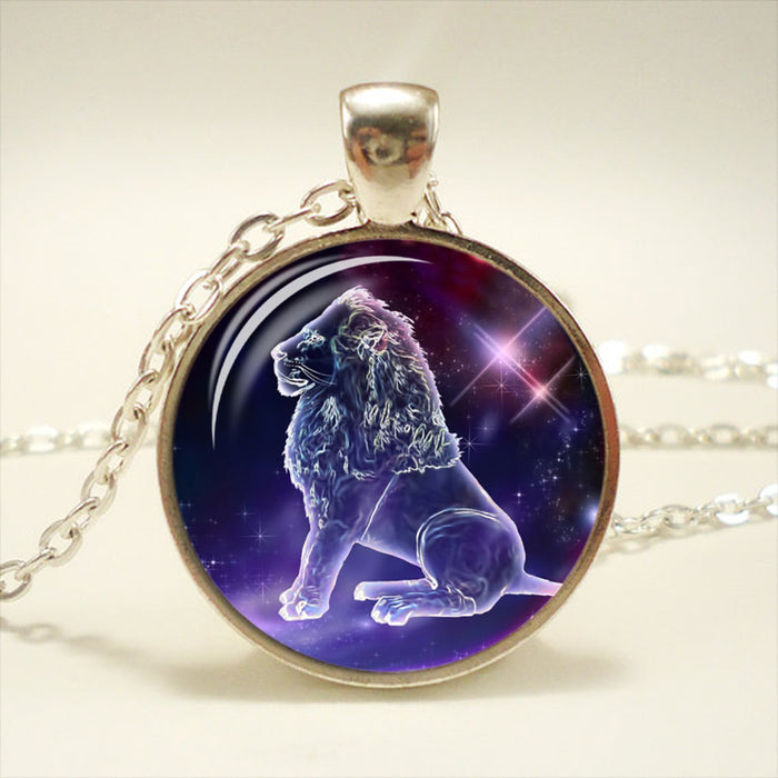 Zodiac Glass Pendant Necklace