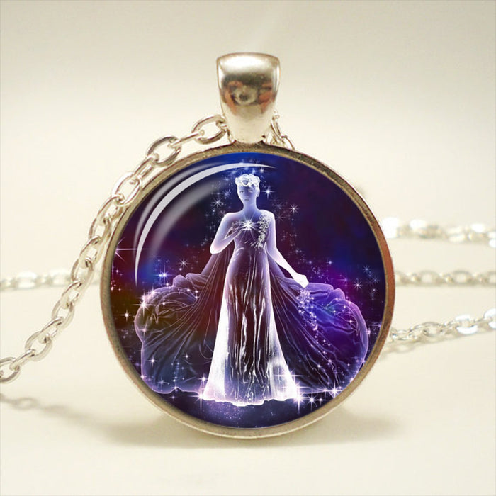 Zodiac Glass Pendant Necklace